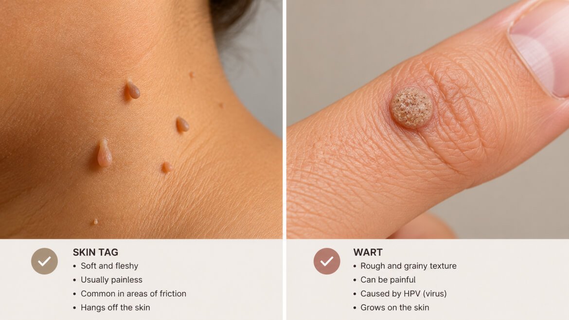 skin tag vs wart